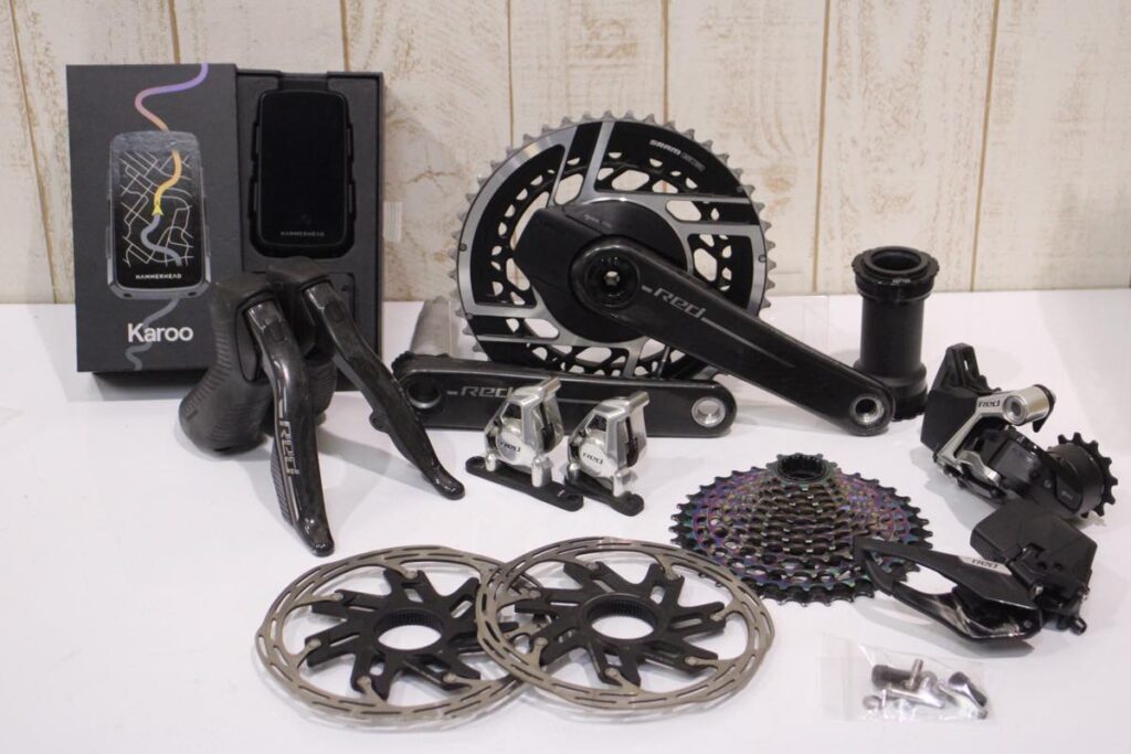 SRAM（スラム）｜RED E1 2x12s etap AXS 電動変速 油圧式 グループセット QUARQ両足計測 172.5mm 48/35 HAMMERHEAD Karoo付属｜中古｜買取金額 310,000円